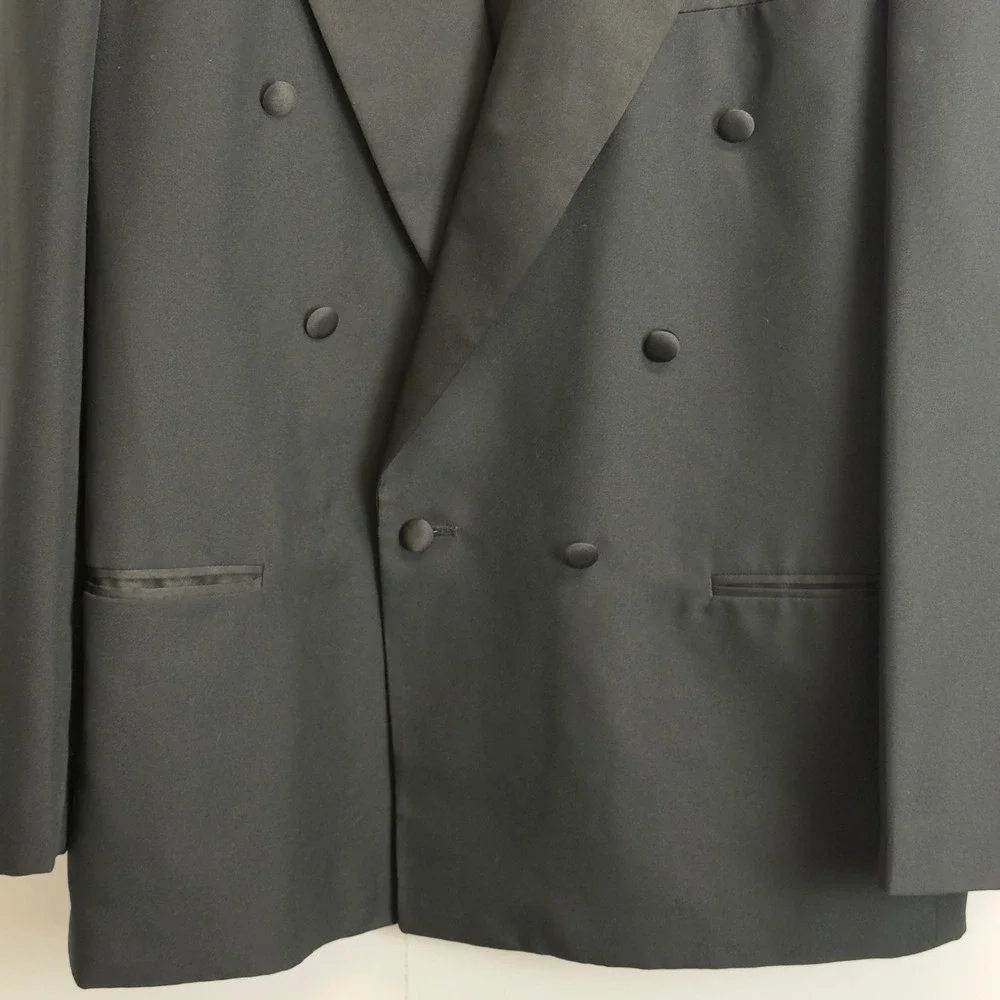 Dino Divinci Mens 44L Double Breasted Tuxedo Jacket Satin Peak Lapel‎ Blazer